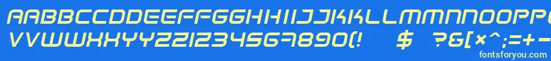SpaceFrigateItalic Font – Yellow Fonts on Blue Background