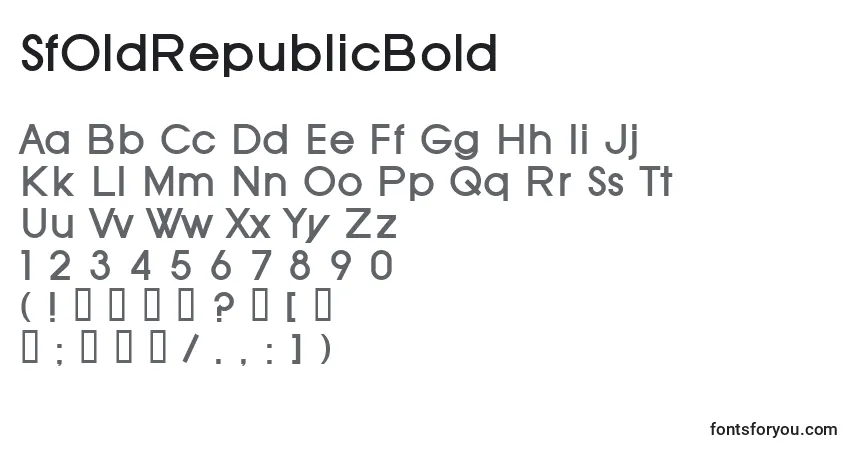 Czcionka SfOldRepublicBold – alfabet, cyfry, specjalne znaki