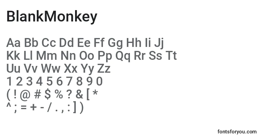Schriftart BlankMonkey – Alphabet, Zahlen, spezielle Symbole