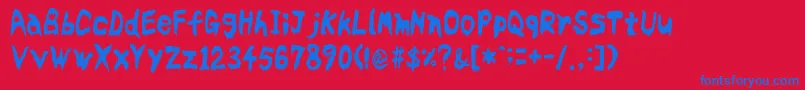 Bloodyslime Font – Blue Fonts on Red Background