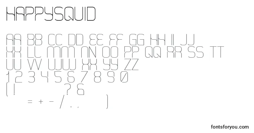 A fonte HappySquid – alfabeto, números, caracteres especiais