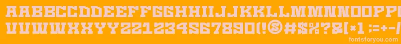 Fonte GomariceKaizenSeisaku – fontes rosa em um fundo laranja