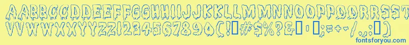 Meltdown-Schriftart – Blaue Schriften auf gelbem Hintergrund