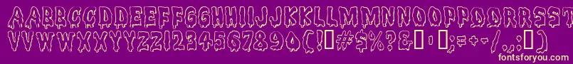 Fonte Meltdown – fontes amarelas em um fundo roxo
