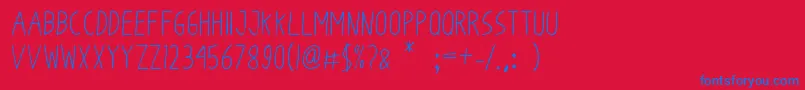 OdumOdum-Schriftart – Blaue Schriften auf rotem Hintergrund