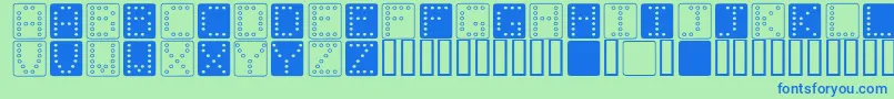 Fonte DominoSquare – fontes azuis em um fundo verde