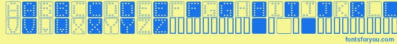Czcionka DominoSquare – niebieskie czcionki na żółtym tle
