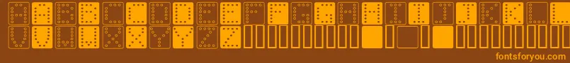 DominoSquare-fontti – oranssit fontit ruskealla taustalla