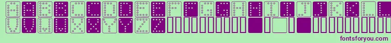 DominoSquare-Schriftart – Violette Schriften auf grünem Hintergrund