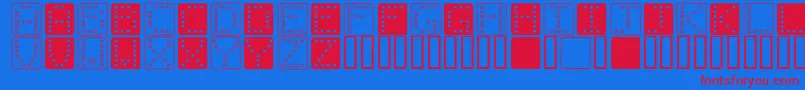 DominoSquare-Schriftart – Rote Schriften auf blauem Hintergrund