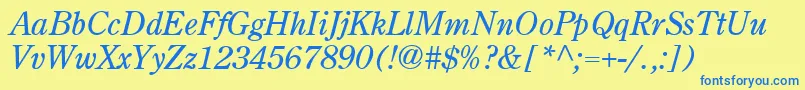 Police Centuryoldstyle Italic – polices bleues sur fond jaune