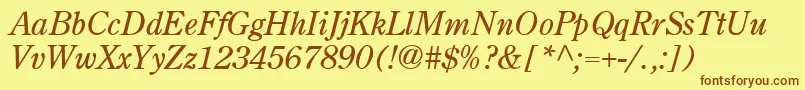 Centuryoldstyle Italic Font – Brown Fonts on Yellow Background