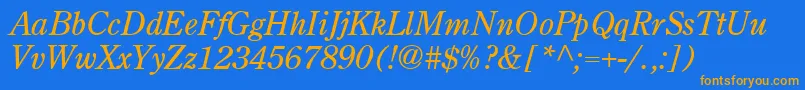 Centuryoldstyle Italic Font – Orange Fonts on Blue Background