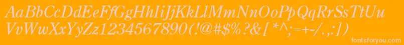 Centuryoldstyle Italic-Schriftart – Rosa Schriften auf orangefarbenem Hintergrund