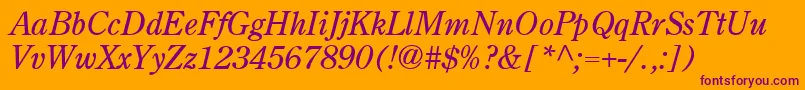 Centuryoldstyle Italic-fontti – violetit fontit oranssilla taustalla
