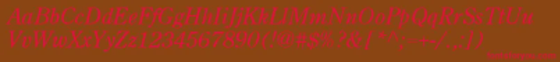Czcionka Centuryoldstyle Italic – czerwone czcionki na brązowym tle