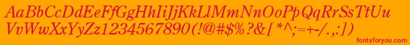 Centuryoldstyle Italic-Schriftart – Rote Schriften auf orangefarbenem Hintergrund