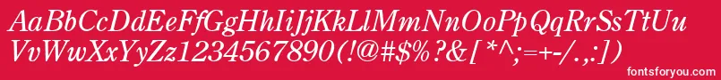 Centuryoldstyle Italic-Schriftart – Weiße Schriften auf rotem Hintergrund