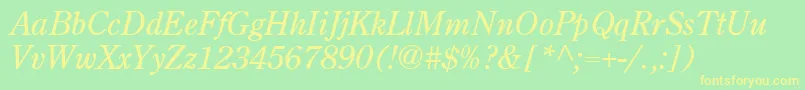 Fonte Centuryoldstyle Italic – fontes amarelas em um fundo verde