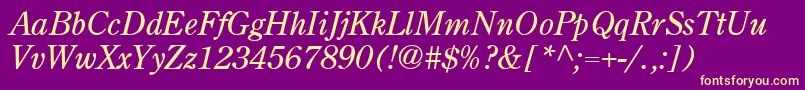 フォントCenturyoldstyle Italic – 紫の背景に黄色のフォント