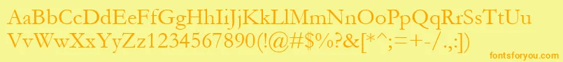 Gara0-Schriftart – Orangefarbene Schriften auf gelbem Hintergrund