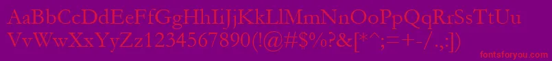 Gara0-Schriftart – Rote Schriften auf violettem Hintergrund