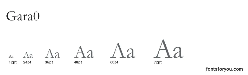 Размеры шрифта Gara0