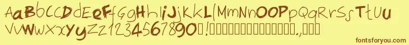 Pwirregular Font – Brown Fonts on Yellow Background