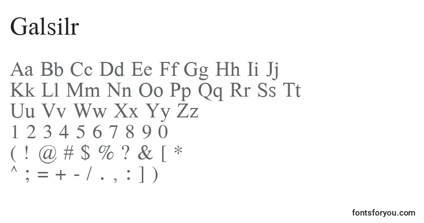 Galsilr-fontti – aakkoset, numerot, erikoismerkit