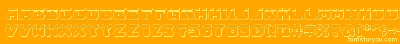 Astropolisla3D-Schriftart – Gelbe Schriften auf orangefarbenem Hintergrund