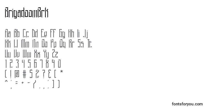 A fonte BrigadoomBrk – alfabeto, números, caracteres especiais