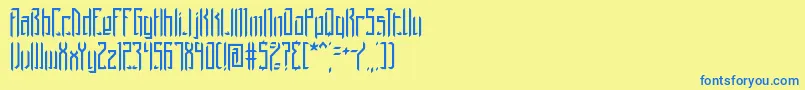 BrigadoomBrk-Schriftart – Blaue Schriften auf gelbem Hintergrund