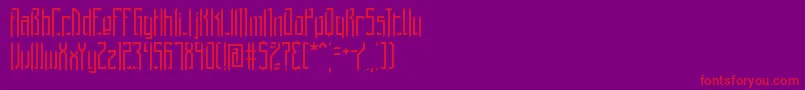 BrigadoomBrk-Schriftart – Rote Schriften auf violettem Hintergrund