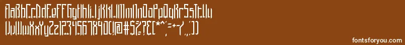 BrigadoomBrk-fontti – valkoiset fontit ruskealla taustalla