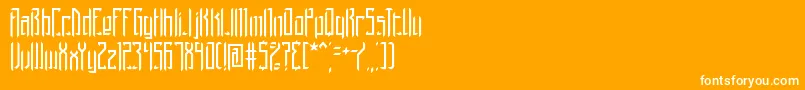 BrigadoomBrk-Schriftart – Weiße Schriften auf orangefarbenem Hintergrund