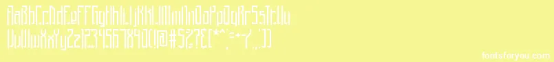 BrigadoomBrk-fontti – valkoiset fontit keltaisella taustalla
