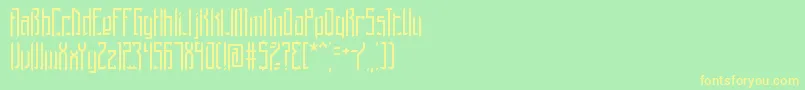 BrigadoomBrk-fontti – keltaiset fontit vihreällä taustalla