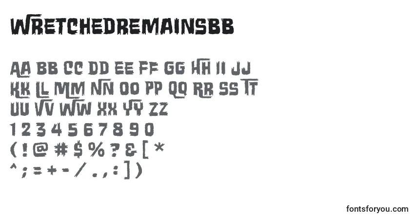 Czcionka Wretchedremainsbb – alfabet, cyfry, specjalne znaki