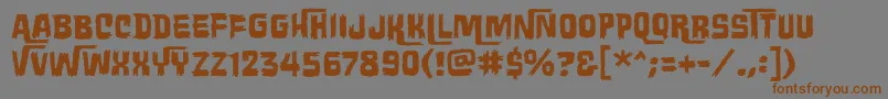 フォントWretchedremainsbb – 茶色の文字が灰色の背景にあります。