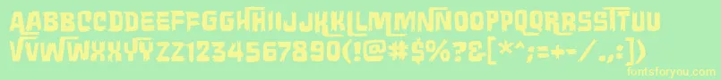 フォントWretchedremainsbb – 黄色の文字が緑の背景にあります