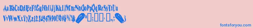 Woodencasket Font – Blue Fonts on Pink Background