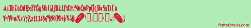 Woodencasket Font – Red Fonts on Green Background