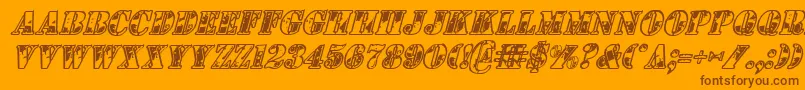 1stcavi-Schriftart – Braune Schriften auf orangefarbenem Hintergrund