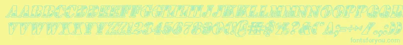1stcavi Font – Green Fonts on Yellow Background