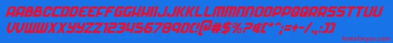 Soldiercondital Font – Red Fonts on Blue Background