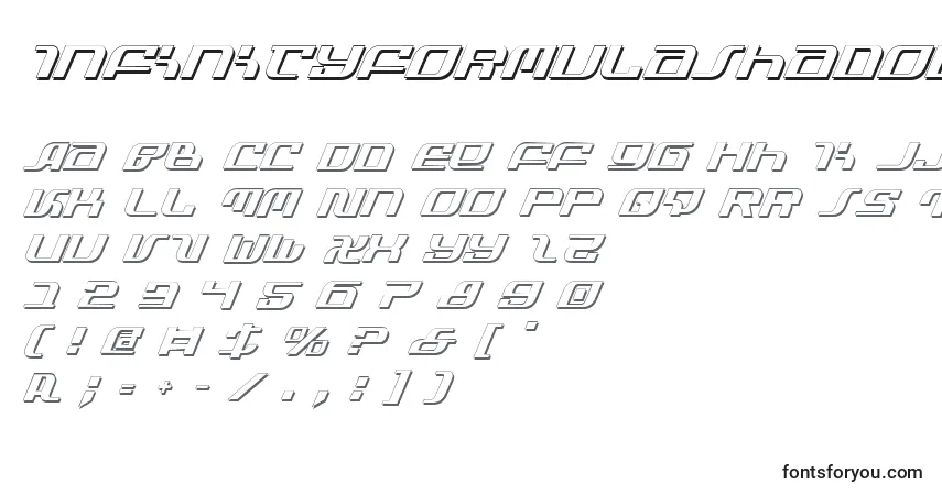 Czcionka InfinityFormulaShadowItal – alfabet, cyfry, specjalne znaki