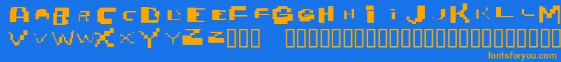 フォントNobrain – オレンジ色の文字が青い背景にあります。