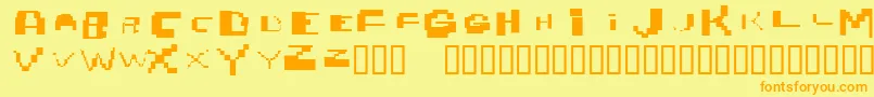 フォントNobrain – オレンジの文字が黄色の背景にあります。