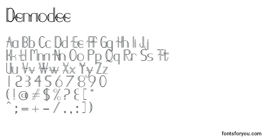 Demodee-fontti – aakkoset, numerot, erikoismerkit