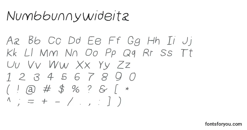 Schriftart Numbbunnywideita – Alphabet, Zahlen, spezielle Symbole